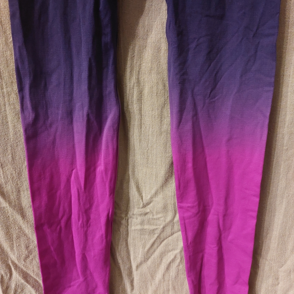 Climawear hot pink & indigo ombre seamless leggings, sz L, NWOT